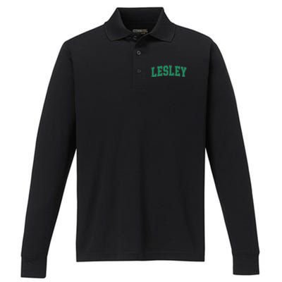 Personalized Lesley Name Arch Performance Long Sleeve Polo