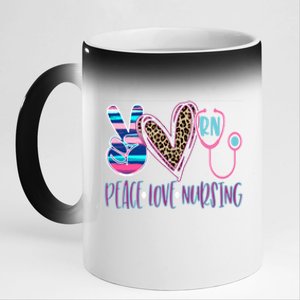 Peace Love Nursing Cool Gift 11oz Black Color Changing Mug