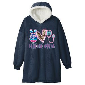 Peace Love Nursing Cool Gift Hooded Wearable Blanket