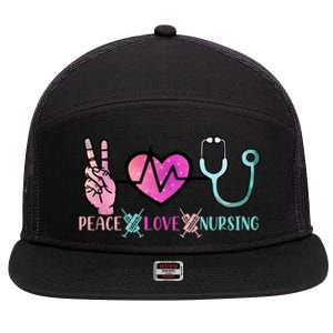 Peace Love Nursing Gift 7 Panel Mesh Trucker Snapback Hat