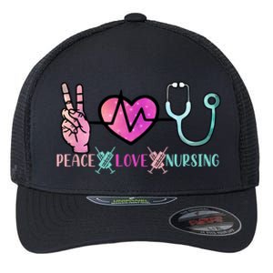 Peace Love Nursing Gift Flexfit Unipanel Trucker Cap