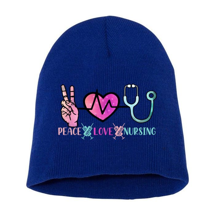 Peace Love Nursing Gift Short Acrylic Beanie