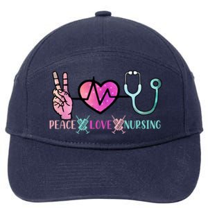 Peace Love Nursing Gift 7-Panel Snapback Hat