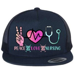 Peace Love Nursing Gift Flat Bill Trucker Hat