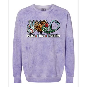 Peace Love Nursing Meaningful Gift Colorblast Crewneck Sweatshirt