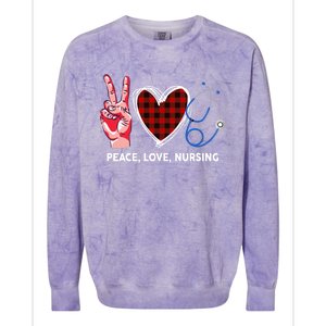 Peace Love Nursing Nurse Front Line Awareness Cool Gift Colorblast Crewneck Sweatshirt