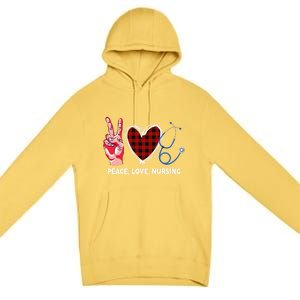 Peace Love Nursing Nurse Front Line Awareness Cool Gift Premium Pullover Hoodie