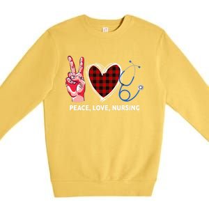 Peace Love Nursing Nurse Front Line Awareness Cool Gift Premium Crewneck Sweatshirt