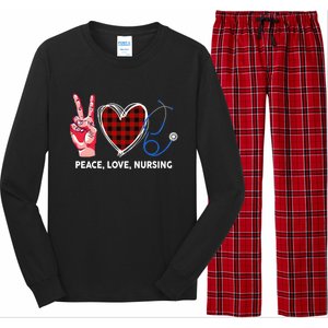 Peace Love Nursing Nurse Front Line Awareness Cool Gift Long Sleeve Pajama Set