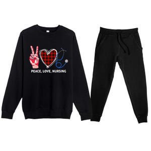 Peace Love Nursing Nurse Front Line Awareness Cool Gift Premium Crewneck Sweatsuit Set