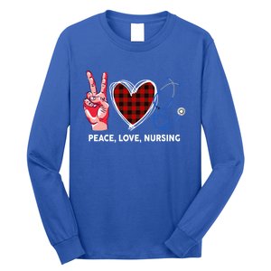 Peace Love Nursing Nurse Front Line Awareness Cool Gift Long Sleeve Shirt