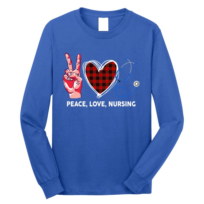 Peace Love Nursing Nurse Front Line Awareness Cool Gift Long Sleeve Shirt