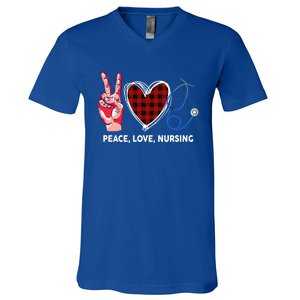 Peace Love Nursing Nurse Front Line Awareness Cool Gift V-Neck T-Shirt