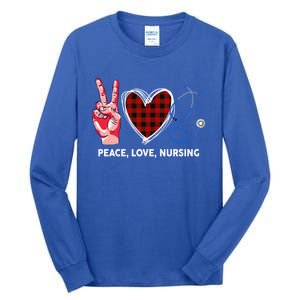 Peace Love Nursing Nurse Front Line Awareness Cool Gift Tall Long Sleeve T-Shirt