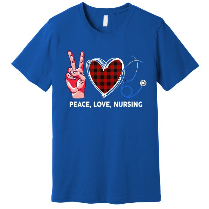 Peace Love Nursing Nurse Front Line Awareness Cool Gift Premium T-Shirt