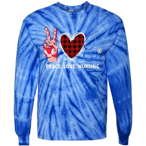 Peace Love Nursing Nurse Front Line Awareness Cool Gift Tie-Dye Long Sleeve Shirt