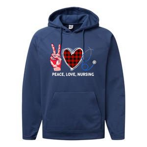 Peace Love Nursing Nurse Front Line Awareness Cool Gift Performance Fleece Hoodie