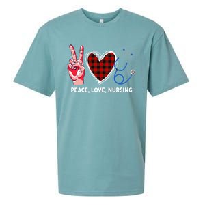 Peace Love Nursing Nurse Front Line Awareness Cool Gift Sueded Cloud Jersey T-Shirt