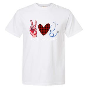 Peace Love Nursing Nurse Front Line Awareness Cool Gift Garment-Dyed Heavyweight T-Shirt