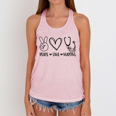 Peace Love Nursing Nurse Appreciation Nursing Gift Women's Knotted Racerback Tank