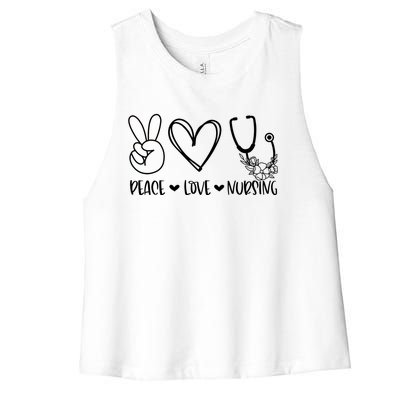 Peace Love Nursing Nurse Appreciation Nursing Gift Women's Racerback Cropped Tank