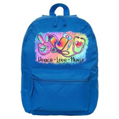 Peace Love Nurse Life Nursing Rn Tie Dye Stethoscope Gift 16 in Basic Backpack