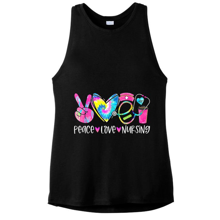Peace Love Nursing Colorful Cute Nurse Gift Ladies PosiCharge Tri-Blend Wicking Tank