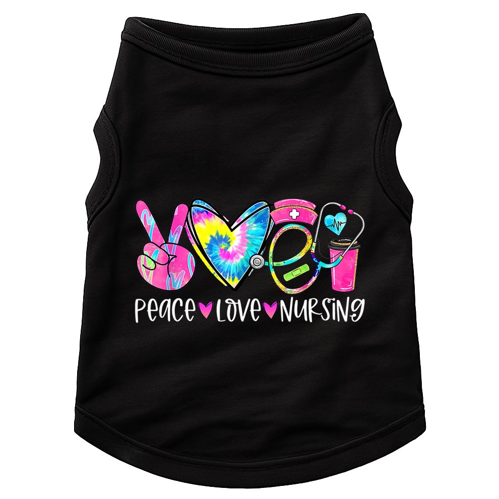Peace Love Nursing Colorful Cute Nurse Gift Doggie Tank