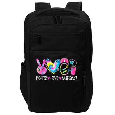 Peace Love Nursing Colorful Cute Nurse Gift Impact Tech Backpack