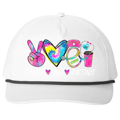 Peace Love Nursing Colorful Cute Nurse Gift Snapback Five-Panel Rope Hat