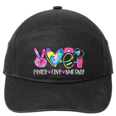 Peace Love Nursing Colorful Cute Nurse Gift 7-Panel Snapback Hat
