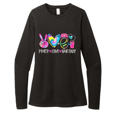 Peace Love Nursing Colorful Cute Nurse Gift Womens CVC Long Sleeve Shirt