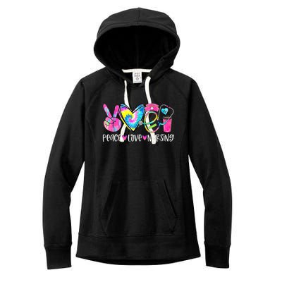 Peace Love Nursing Colorful Cute Nurse Gift Women's Fleece Hoodie