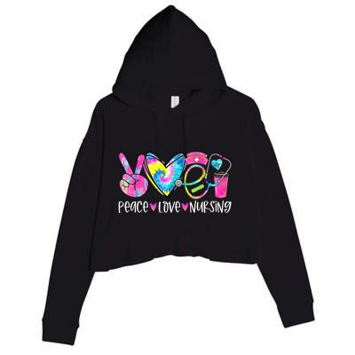 Peace Love Nursing Colorful Cute Nurse Gift Crop Fleece Hoodie