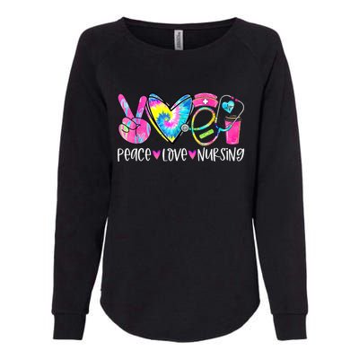 Peace Love Nursing Colorful Cute Nurse Gift Womens California Wash Sweatshirt