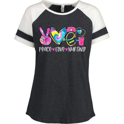 Peace Love Nursing Colorful Cute Nurse Gift Enza Ladies Jersey Colorblock Tee