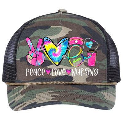 Peace Love Nursing Colorful Cute Nurse Gift Retro Rope Trucker Hat Cap