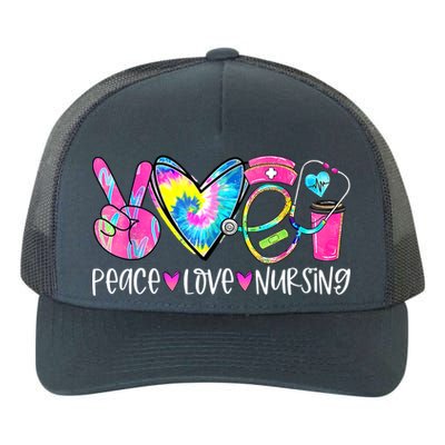 Peace Love Nursing Colorful Cute Nurse Gift Yupoong Adult 5-Panel Trucker Hat