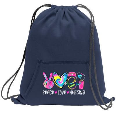 Peace Love Nursing Colorful Cute Nurse Gift Sweatshirt Cinch Pack Bag