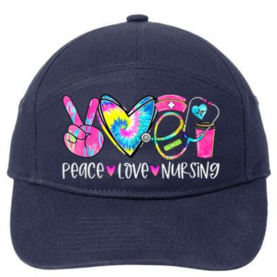 Peace Love Nursing Colorful Cute Nurse Gift 7-Panel Snapback Hat