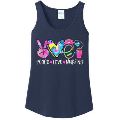 Peace Love Nursing Colorful Cute Nurse Gift Ladies Essential Tank