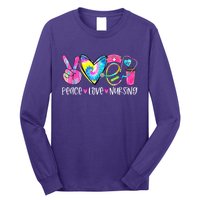 Peace Love Nursing Colorful Cute Nurse Gift Long Sleeve Shirt