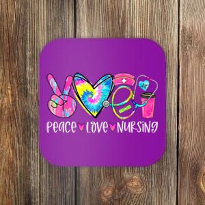 Peace Love Nursing Colorful Cute Nurse Gift Coaster