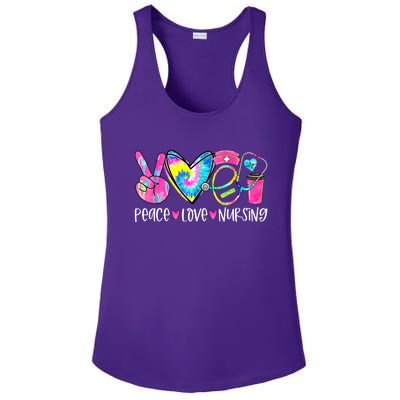 Peace Love Nursing Colorful Cute Nurse Gift Ladies PosiCharge Competitor Racerback Tank