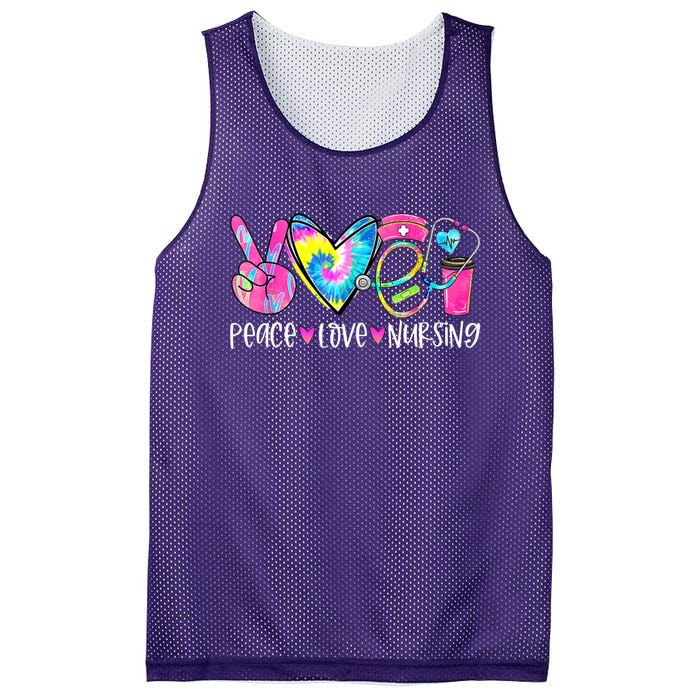 Peace Love Nursing Colorful Cute Nurse Gift Mesh Reversible Basketball Jersey Tank