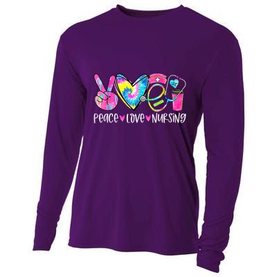 Peace Love Nursing Colorful Cute Nurse Gift Cooling Performance Long Sleeve Crew