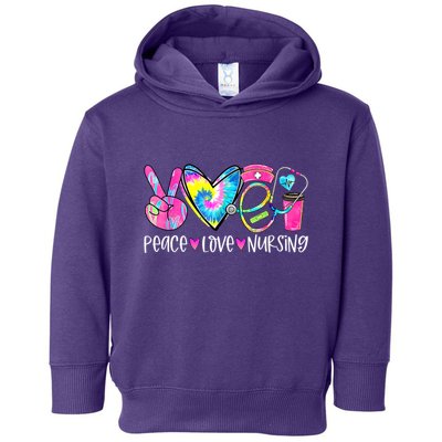 Peace Love Nursing Colorful Cute Nurse Gift Toddler Hoodie