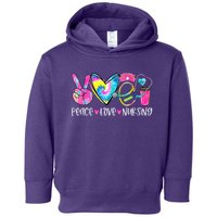 Peace Love Nursing Colorful Cute Nurse Gift Toddler Hoodie