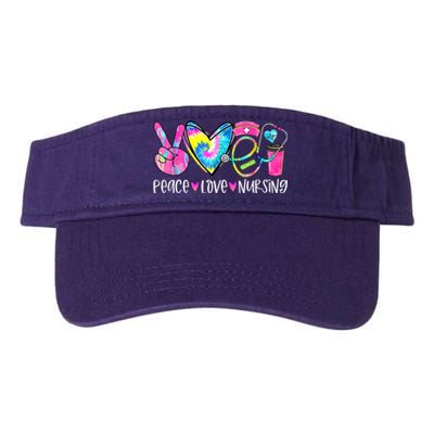 Peace Love Nursing Colorful Cute Nurse Gift Valucap Bio-Washed Visor