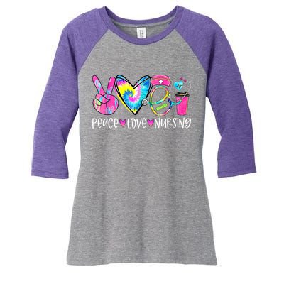 Peace Love Nursing Colorful Cute Nurse Gift Women's Tri-Blend 3/4-Sleeve Raglan Shirt